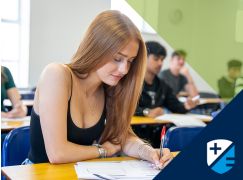 Female student studying in class