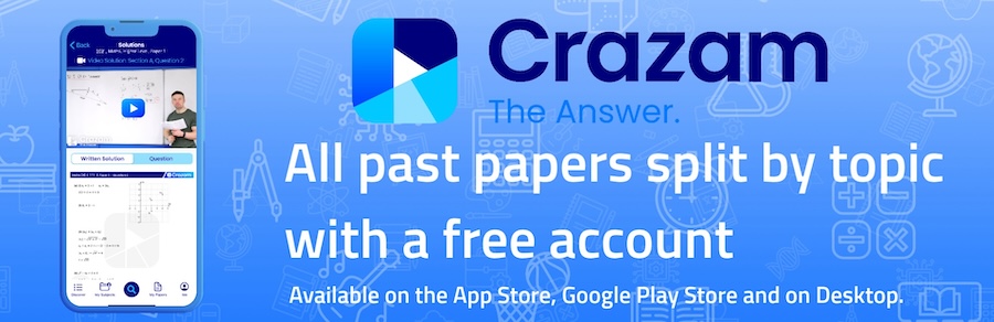 Leaving Cert Past Papers split by topics with written and video solutions with Crazam